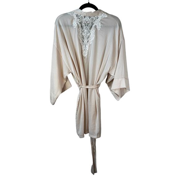 In Bloom by Jonquil Women's Philipa Lace Trim Satin Wrap Robe Cameo Size XL - Picture 5 of 12